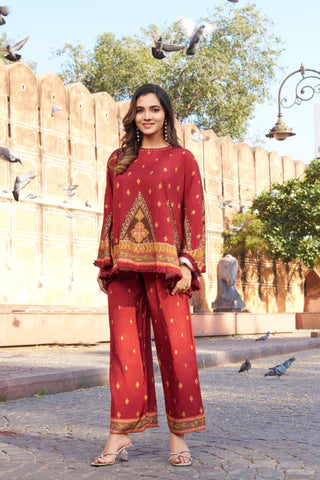 Rust Printed Boho Cord Set